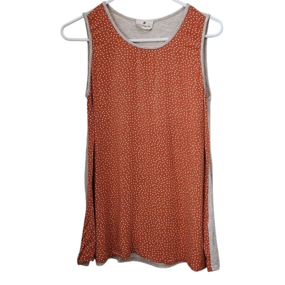 Betsey's Boutique Orange White Polka‎ Dot Tank Top Women Size Small F06